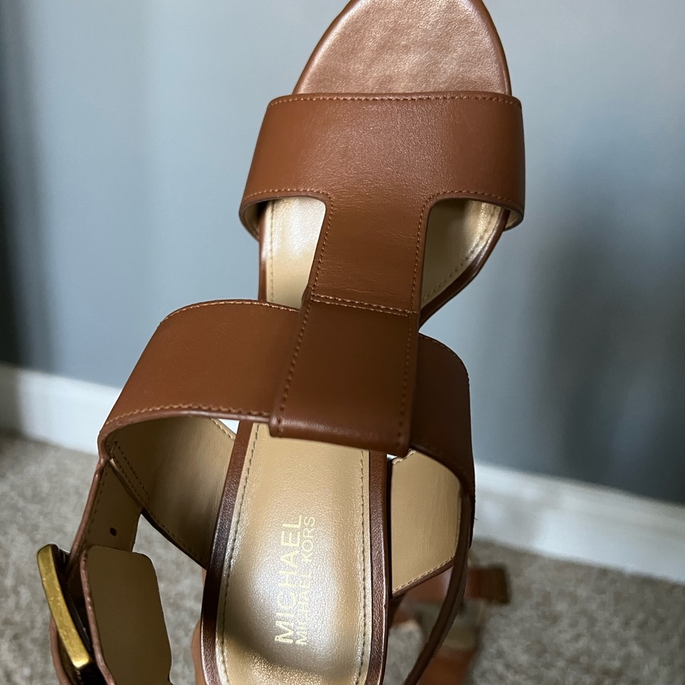 Michael Kors Brown Leather Block Heels - Picture 6 of 6